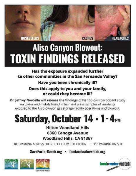 Aliso Canyon Health Study Town Hall flyer 2017.10.14